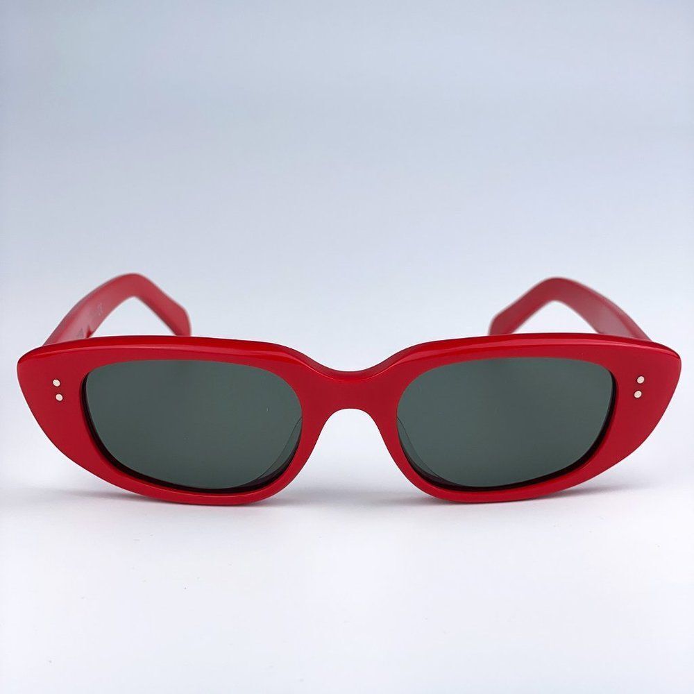 NEW Celine CL40095U 68N Shiny Red  Green Geometric Women Sunglasses - Picture 4 of 13